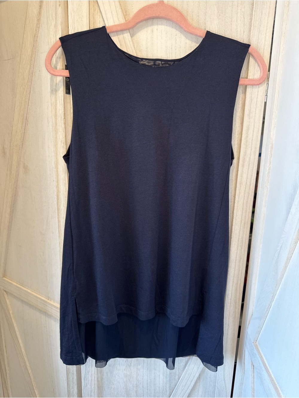 COS Navy Sleeveless High-Low Blouse